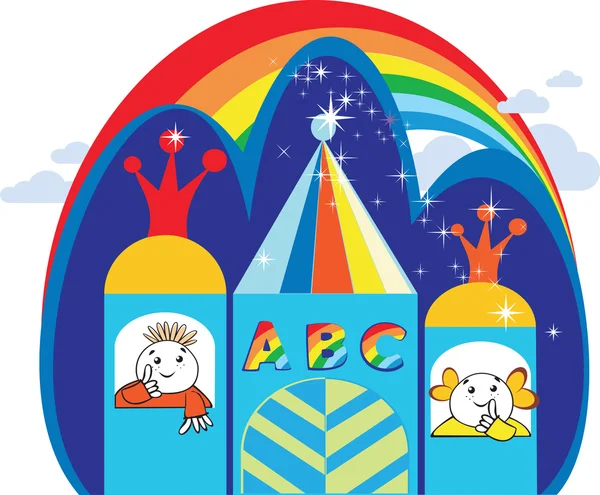 Märchenschule Illustration mit Buchstaben abc — Stockvektor