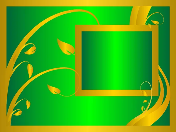 緑と金色の花の背景 — ストックベクタ