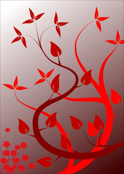 추상 빨간색 일본 스타일 꽃 벡터 디자인 — 스톡 벡터