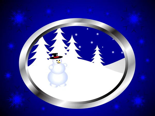 Μια σκηνή χιονάνθρωπος χειμώνα Χριστούγεννα — Διανυσματικό Αρχείο
