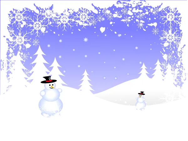 Grunge Snowman Christmas Scene — Stock Vector