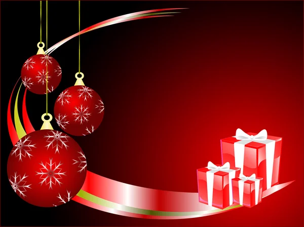 En abstrakt jul vektor illustration med röda grannlåt — Stock vektor