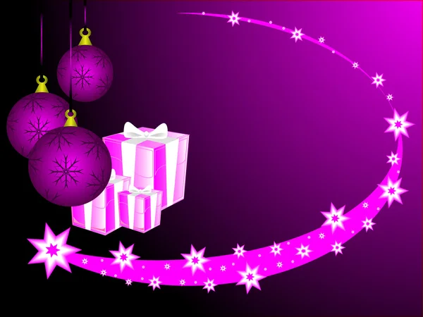 Une illustration vectorielle abstraite de Noël avec des boules violettes — Image vectorielle