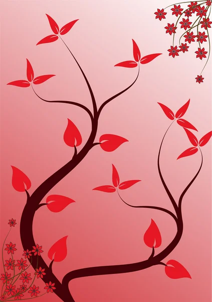 A stylized red floral vector background design — Stock Vector