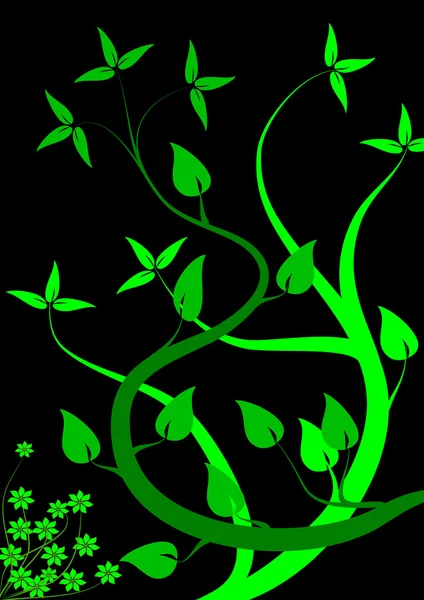 Ilustración floral estilizada verde — Vector de stock