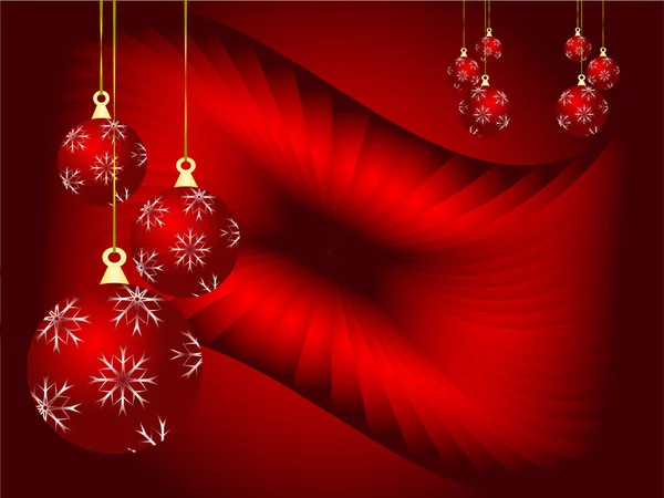 An abstract Christmas vector illustration with red baubles — Stock Vector