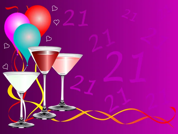 第二十一个生日聚会背景模板 — 图库矢量图片
