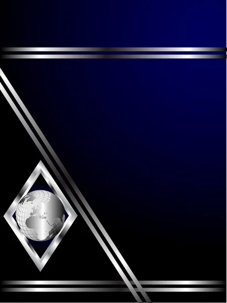 Een diep blauwe en zilveren visitekaartje of achtergrond sjabloon — Stockvector