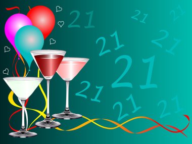 Twenty First Birthday party Background Template clipart