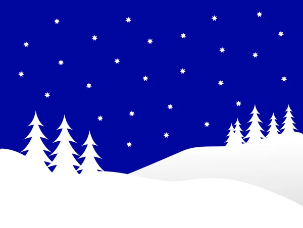 Een winter vectorillustratie achtergrond met witte bomen in sneeuw — Stockvector