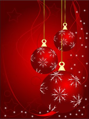 An abstract Christmas vector illustration with red baubles on a clipart