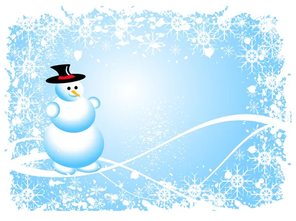 Grunge bonhomme de neige Scène de Noël — Image vectorielle