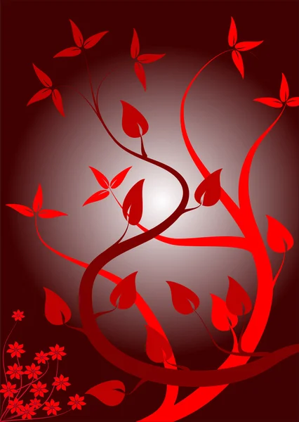 Röd abstrakt floral bakgrund — Stock vektor