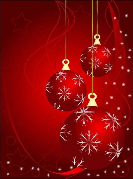 Uma ilustração abstrata do vetor do Natal com bugigangas vermelhas em um — Vetor de Stock