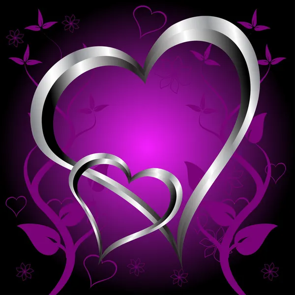 Egy lila szívek háttér Valentin-nap — Stock Vector