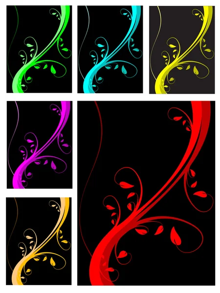 Een set van zes floral vector achtergrond illustraties — Stockvector