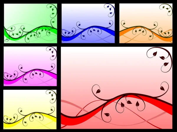 En uppsättning av sex blommor vektor bakgrund illustrationer — Stock vektor