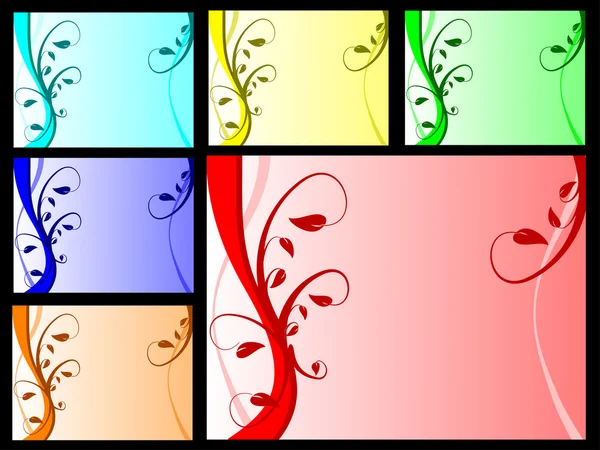 Un ensemble de six illustrations de fond vectorielles florales — Image vectorielle