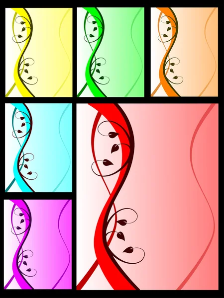 En uppsättning av sju blommor vektor bakgrund illustrationer — Stock vektor