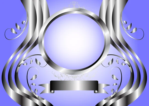Un disegno modello floreale argento e blu — Vettoriale Stock