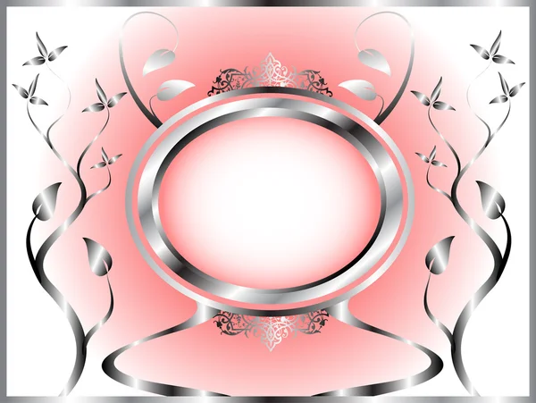 En silver och rosa blommig mall design — Stock vektor