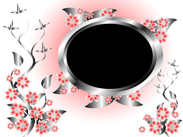 A silver and pink floral template — Stock Vector