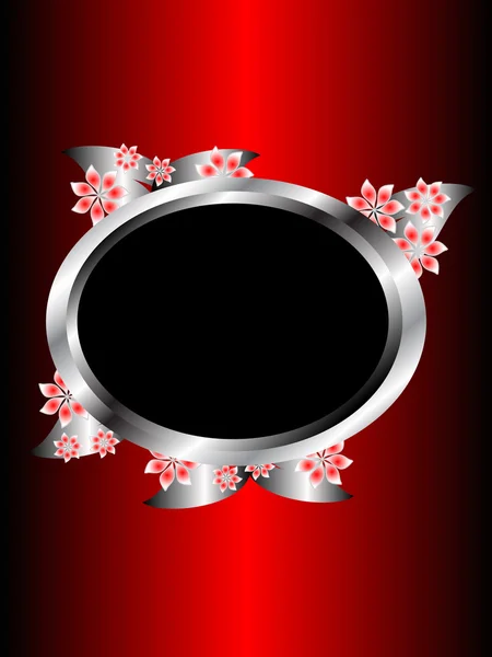 Un fond floral rouge et argenté — Image vectorielle