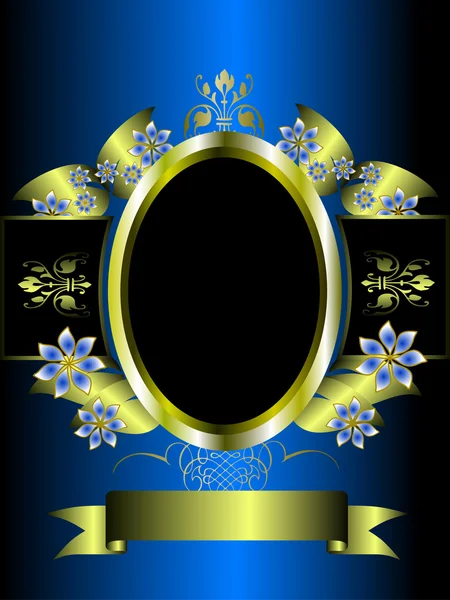 Ein silbernes und blaues Muster mit floralem Hintergrund — Stockvektor