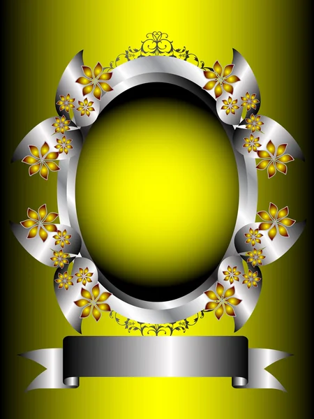 Un disegno floreale astratto giallo e argento — Vettoriale Stock