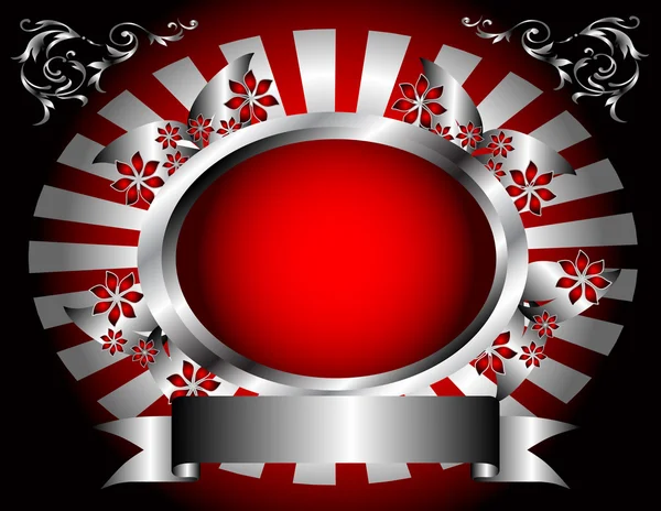 Stříbrné a červené květinový design — Stockový vektor
