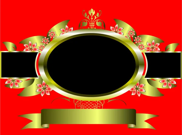 Un motif floral rouge et or — Image vectorielle