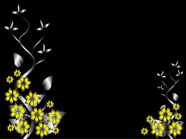 Ένα ασημένιο και κίτρινο floral φόντο — Διανυσματικό Αρχείο