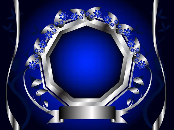 Un design floral bleu et argent — Image vectorielle