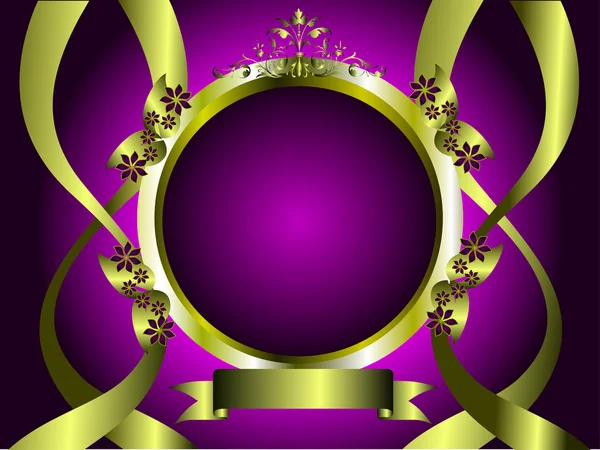 Un diseño floral púrpura y dorado — Vector de stock