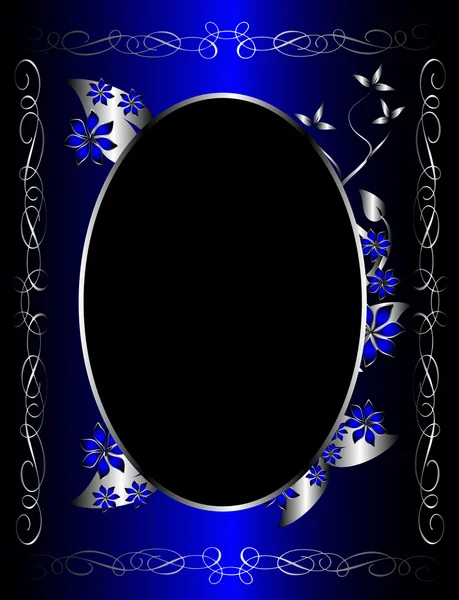 シルバーとブルーの花の背景のデザイン テンプレート — ストックベクタ
