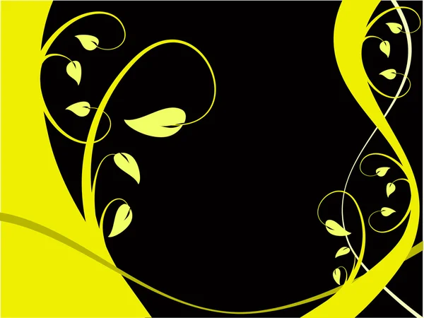 Um fundo floral abstrato amarelo e preto — Vetor de Stock
