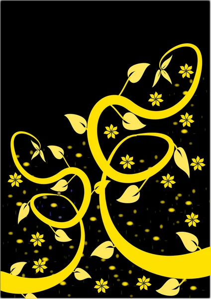 En gul och svart abstrakt floral bakgrund — Stock vektor