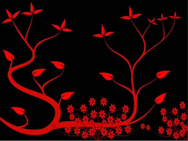 Czerwony Japoński styl wektor tle kwiatów ilustracja — Wektor stockowy