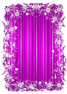 Grunge christmas frame with snowflackes on a mauve background clipart