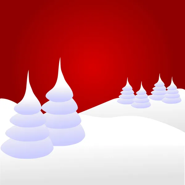 Red Christmas Snow Scene — Stock Vector