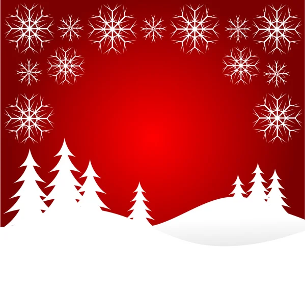 赤いクリスマスの雪のシーン — ストックベクタ