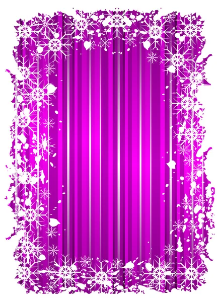 Grunge Noel çerçeve snowflackes leylak rengi zemin ile — Stok Vektör