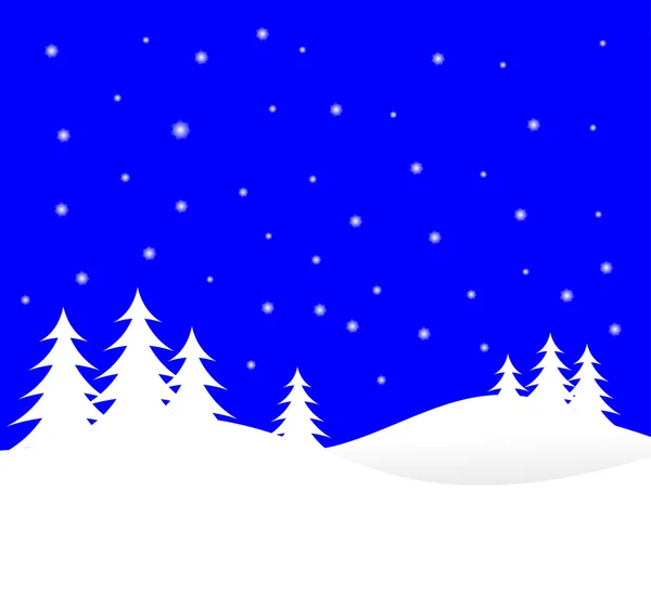 Uma ilustração de fundo vetorial de inverno com árvores brancas na neve —  Vetores de Stock