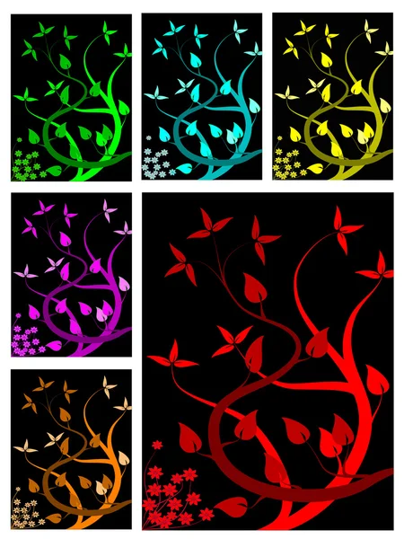 Een set van zes floral vector achtergrond illustraties — Stockvector