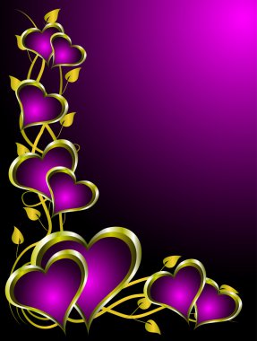 Purple and Gold Hearts Valentines Background clipart