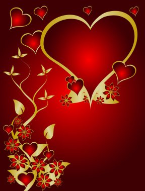 A red and gold Valentines vector background