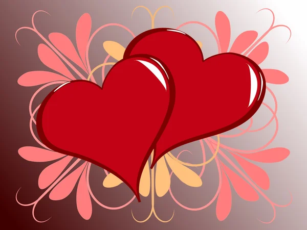 Día de San Valentín rojo Corazones Fondo — Vector de stock