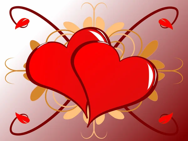 Röd alla hjärtans dag hjärtan bakgrund — Stock vektor