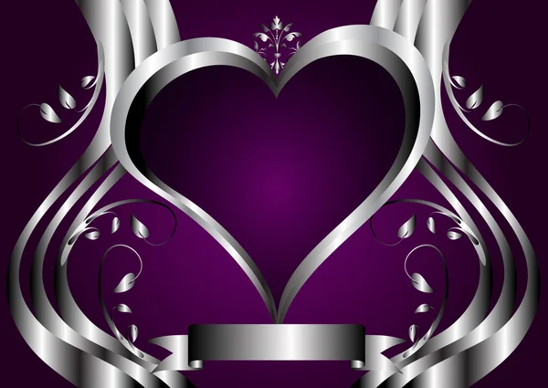 Zilveren harten valentines vector illustratie — Stockvector