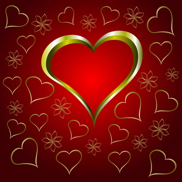 Gold Herzen Valentinstag Hintergrund Illustration — Stockvektor